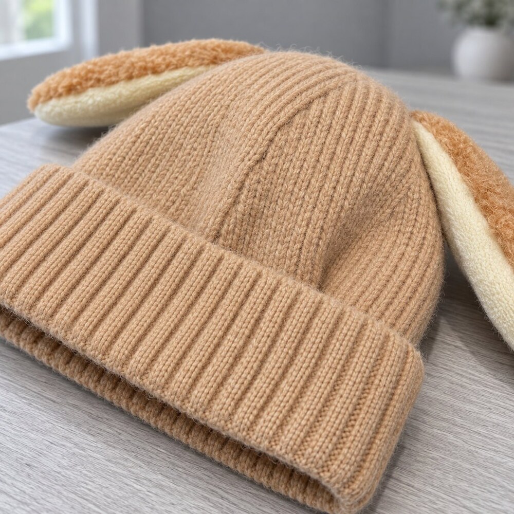 CHANEL Camel Bunny Ear Knit Beanie - Picture 6 of 6